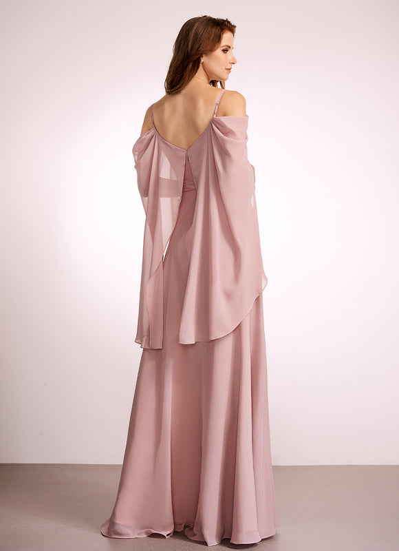 Robe de Soirée Mousseline Beige - gallery 4