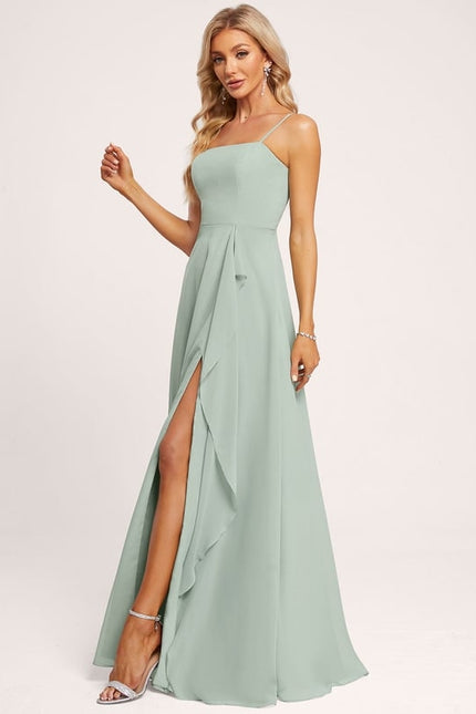 Robe de Soirée Fluide Vert Deau - gallery 2