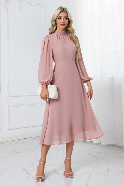 Robe de Soirée Midi Rose Poudré - gallery 1