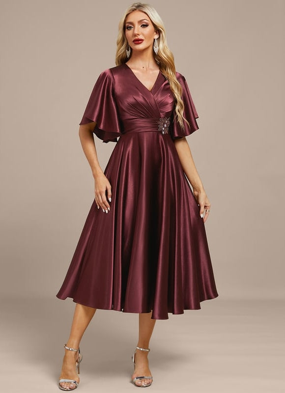 Robe de Soirée Bordeaux Chic