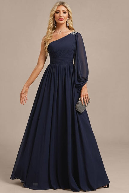 Robe de Soirée Mousseline Asymétrique - gallery 2