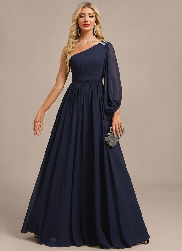 Robe de Soirée Mousseline Asymétrique - gallery 2