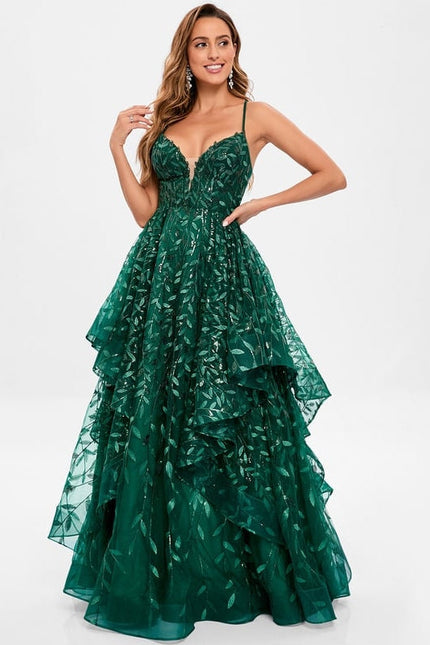 Robe De Soirée Dentelle Verte - gallery 3