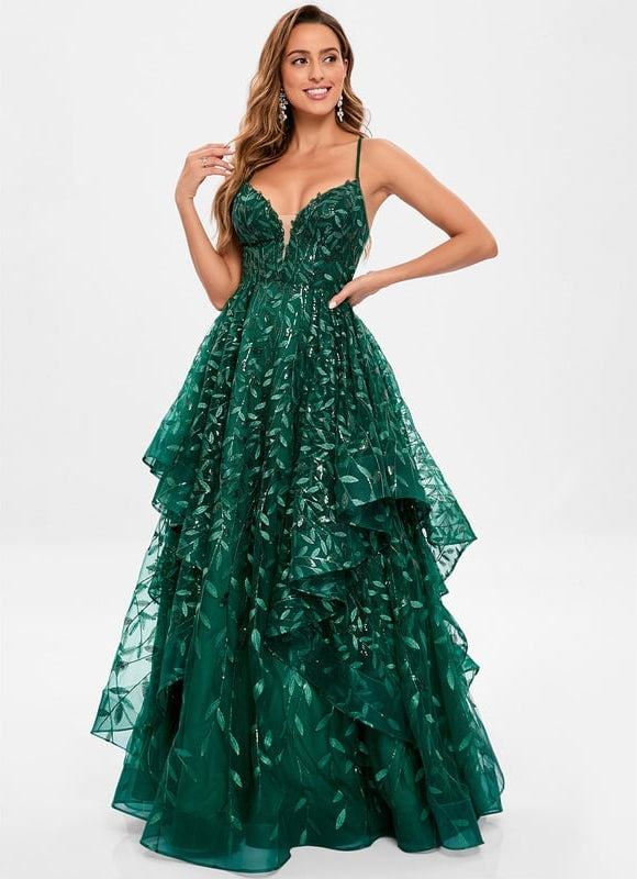 Robe De Soirée Dentelle Verte - gallery 3