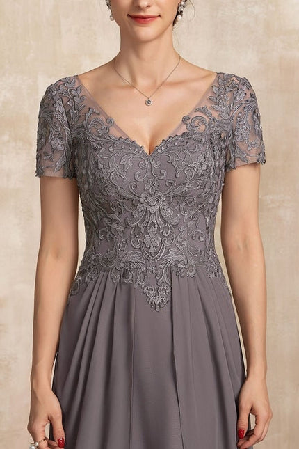 Robe de Soirée Élégance Grise Fendue - gallery 5