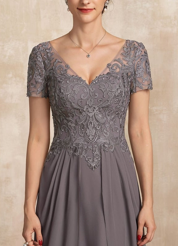 Robe de Soirée Élégance Grise Fendue - gallery 5