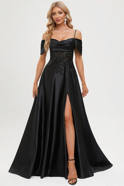 Robe de Soirée Noir Satin Glamour - gallery 5