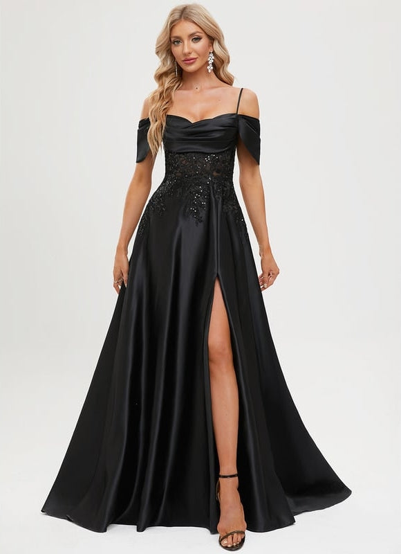 Robe de Soirée Noir Satin Glamour - gallery 5