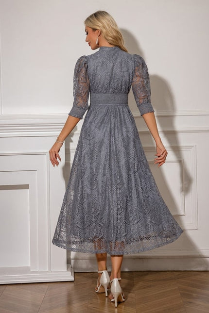 Robe de Soirée Dentelle Grise - gallery 2