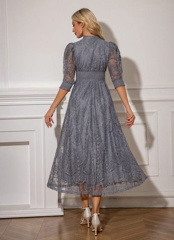 Robe de Soirée Dentelle Grise - gallery 2