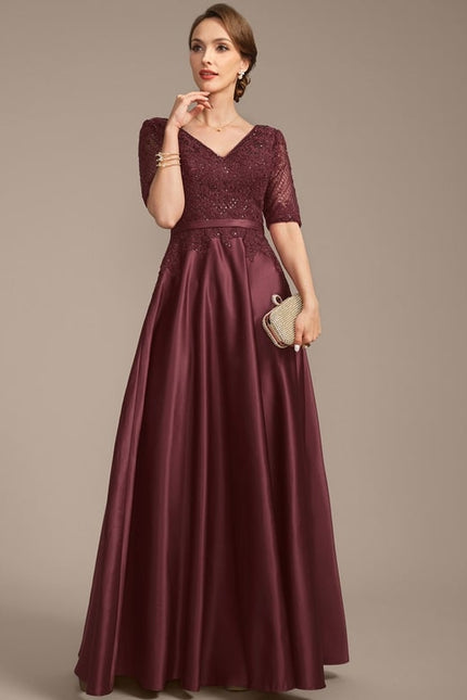 Robe de Soirée Bourgogne Satiné - gallery 4