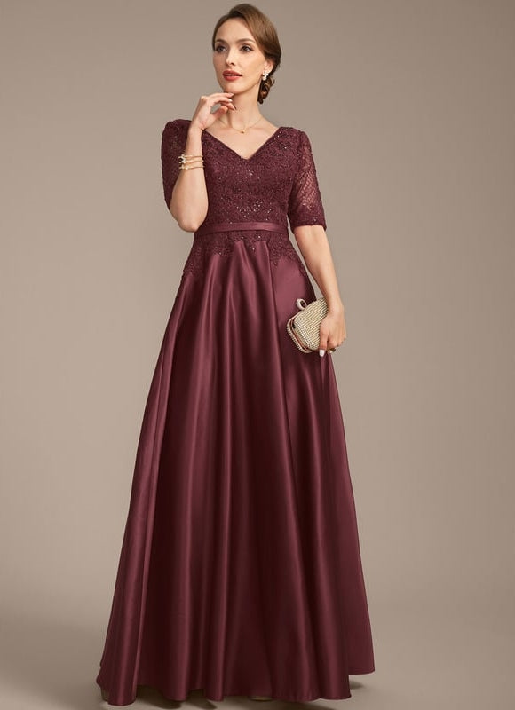 Robe de Soirée Bourgogne Satiné - gallery 4