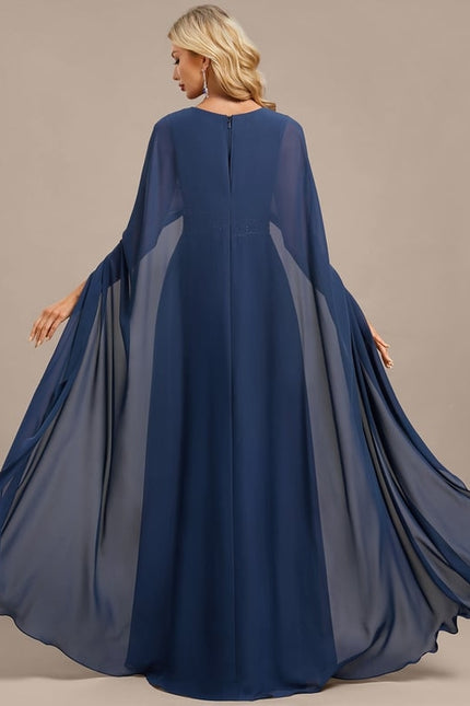 Robe de Soirée Chiffon Marine - gallery 6