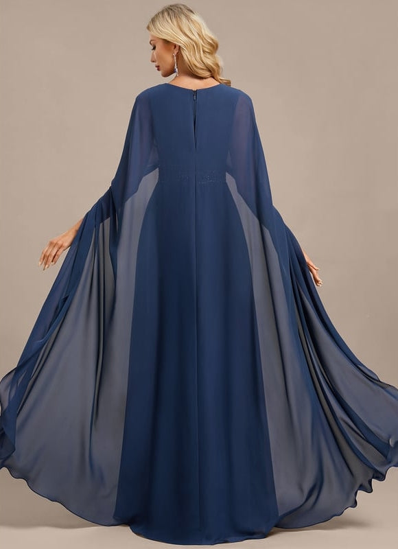 Robe de Soirée Chiffon Marine - gallery 6