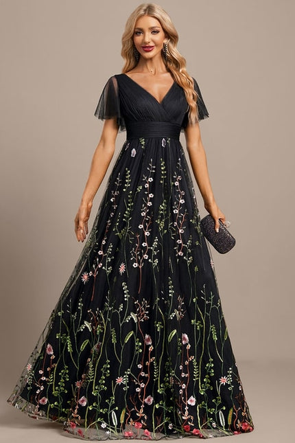 Robe de Soirée Floral Éclat Noir - gallery 5