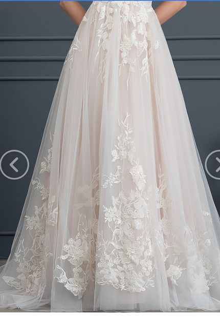 Robe de Soirée Longue Blanche Princesse Tulle Dentelle Mariée - gallery 4
