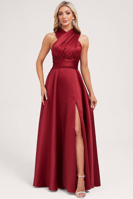 Robe De Soirée Rouge Satin - gallery 9