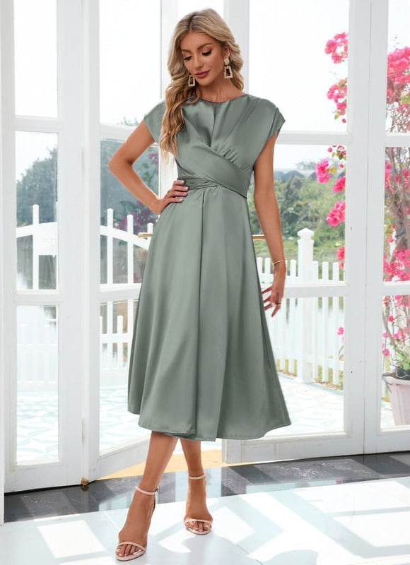 Robe de Soirée Satinée Sage - gallery 3