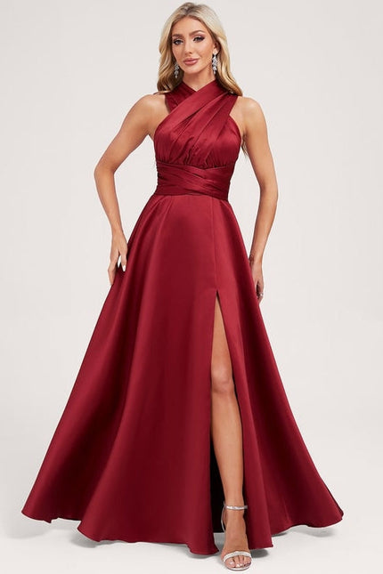 Robe De Soirée Rouge Satin - gallery 8