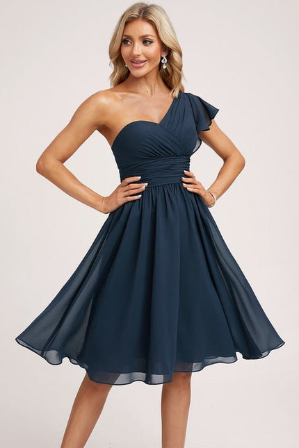 Robe de Soirée Bleu Nuit Flottant