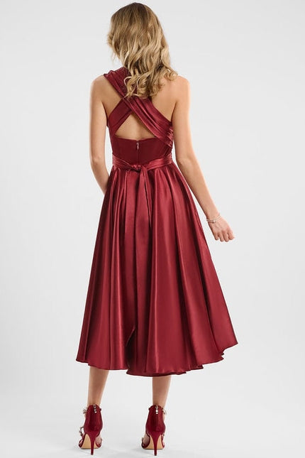 Robe de Soirée Rouge Satiné Moderne - gallery 7