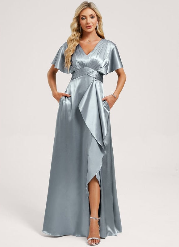 Robe de Soirée Satin Vert Pâle