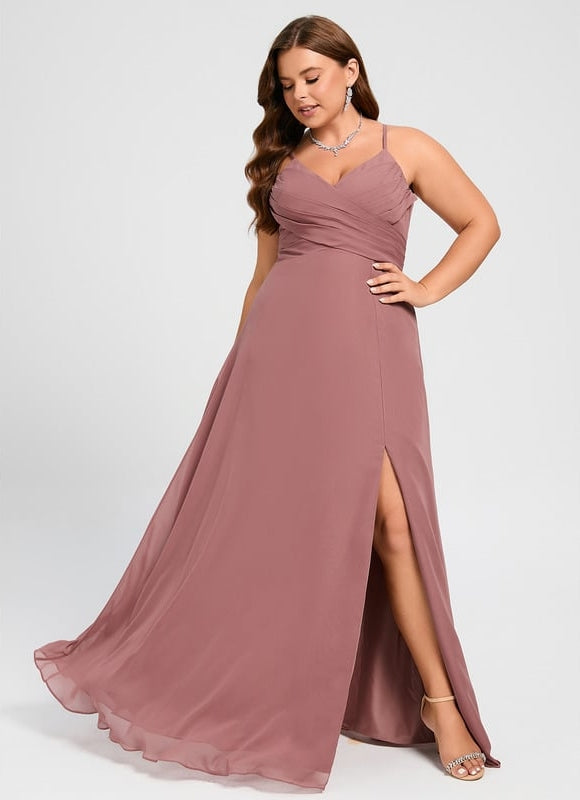 Robe de Soirée Mousseline Beige - gallery 8