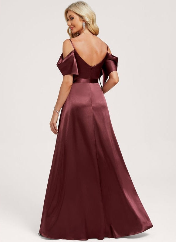 Robe de Soirée Satin Vert Pâle - gallery 5