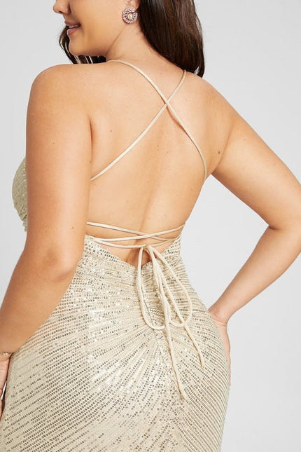 Robe de Soirée Glitter Doré - gallery 9