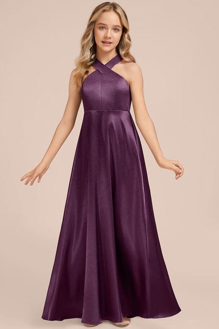 Robe de Soirée Violet Satiné Chic