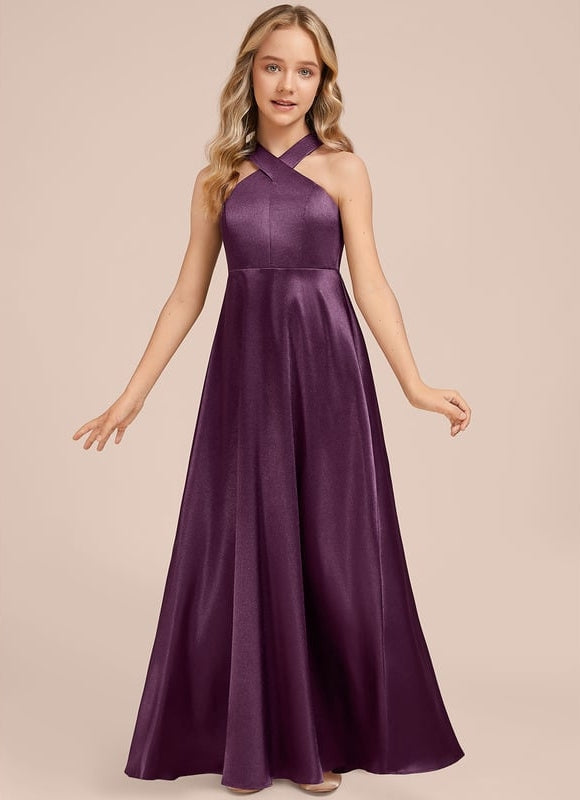 Robe de Soirée Violet Satiné Chic