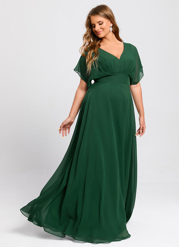 Robe de Soirée Mousseline Beige - gallery 6