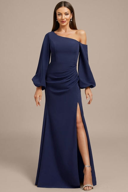 Robe de Soirée Navy Élégance Drapée - gallery 3
