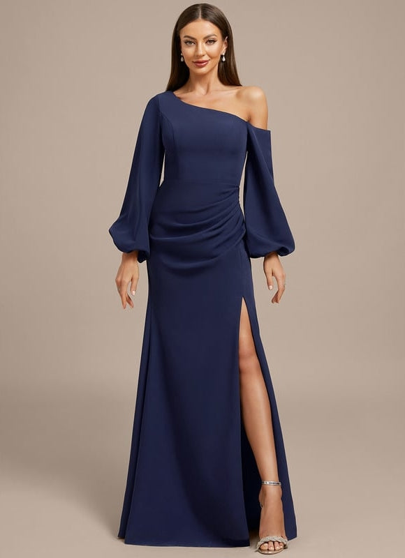 Robe de Soirée Navy Élégance Drapée - gallery 3