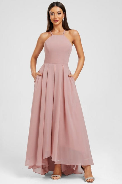 Robe de Soirée Mousseline Rose - gallery 4