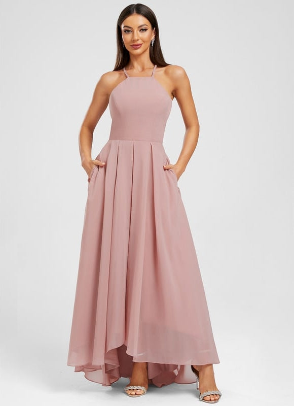 Robe de Soirée Mousseline Rose - gallery 4