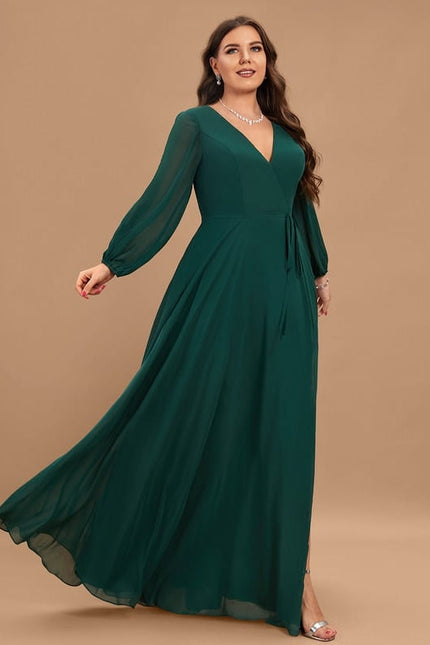 Robe de Soirée Mousseline Beige - gallery 6