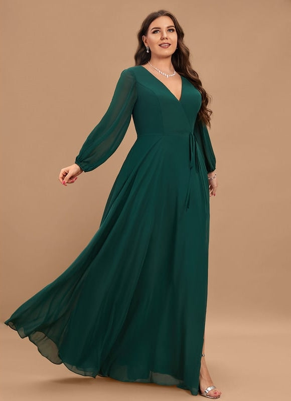 Robe de Soirée Mousseline Beige - gallery 6