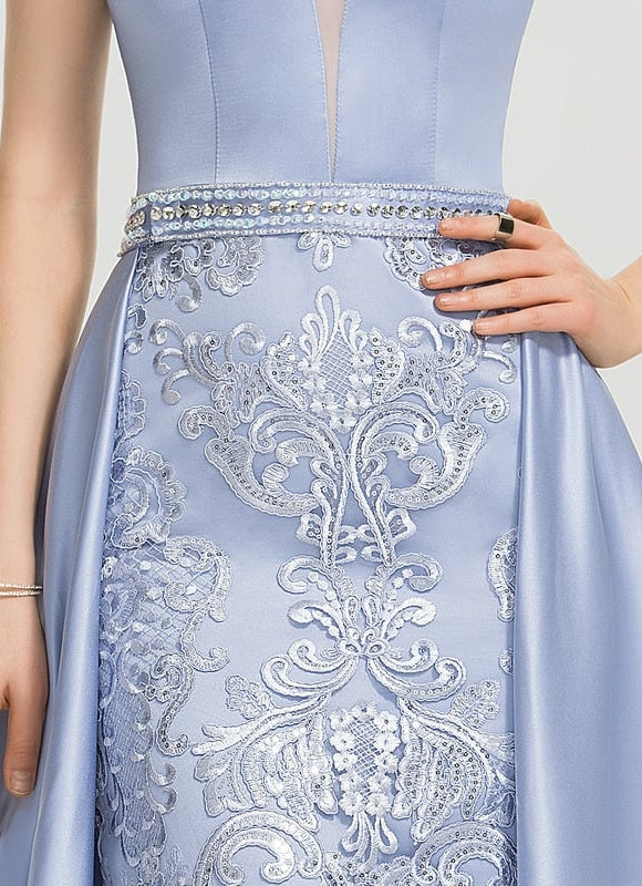 Robe de Soirée Céleste Satiné - gallery 1
