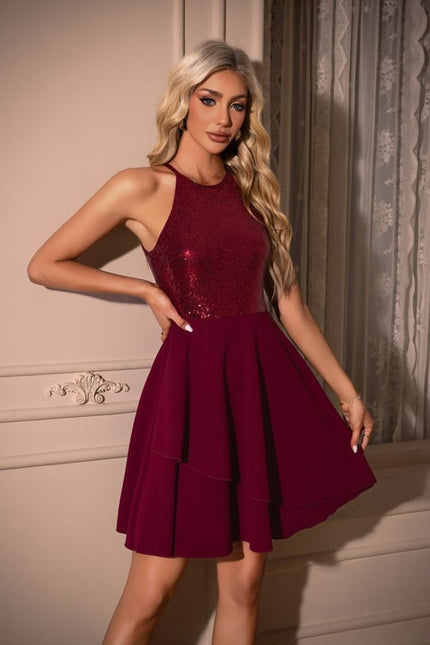 Robe de Soirée Bordeaux Scintillante - gallery 5