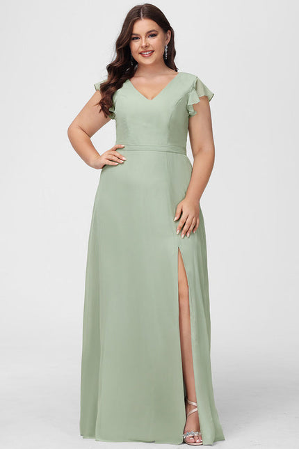 Robe de Soirée Mousseline Beige - gallery 6