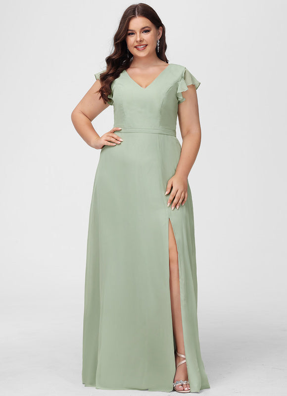 Robe de Soirée Mousseline Beige - gallery 6