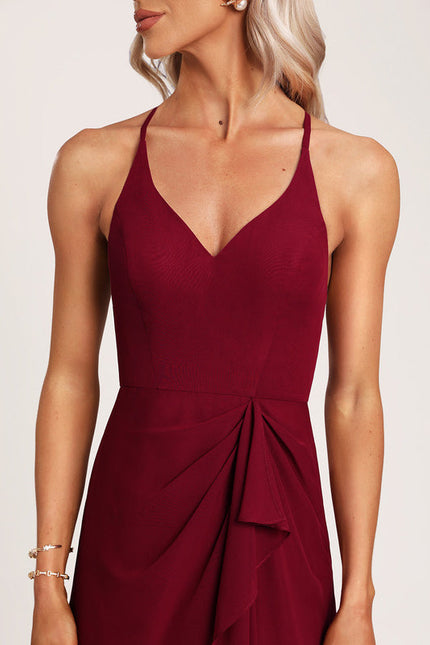Robe de Soirée Mousseline Beige - gallery 2