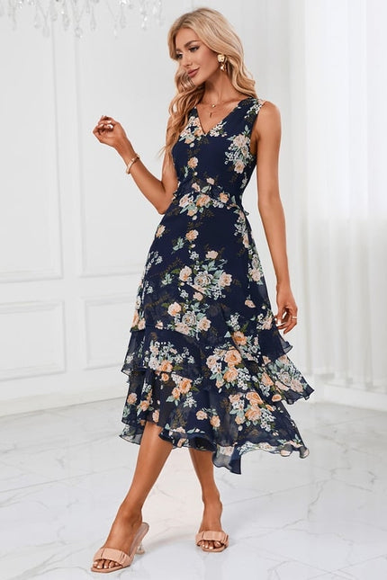 Robe de Soirée Florale Marine - gallery 1