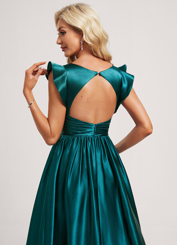 Robe de Soirée Satin Vert Pâle - gallery 4