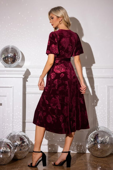 Robe de Soirée Velours Bordeaux - gallery 1