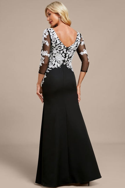 Robe De Soirée Col Bateau Dentelle - gallery 6