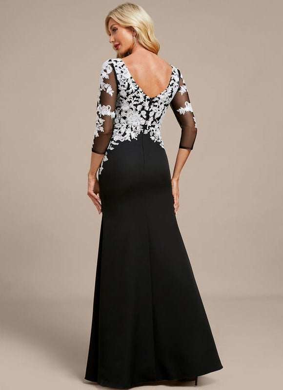 Robe De Soirée Col Bateau Dentelle - gallery 6