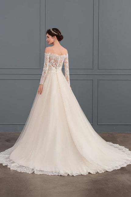 Robe de Soirée Longue Blanche Princesse Dentelle - gallery 5