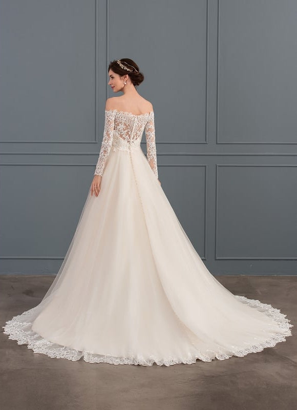 Robe de Soirée Longue Blanche Princesse Dentelle - gallery 5